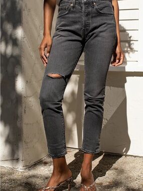 Levi's 501 Skinny Washed Grey High Rise Ankle Jeans size 32